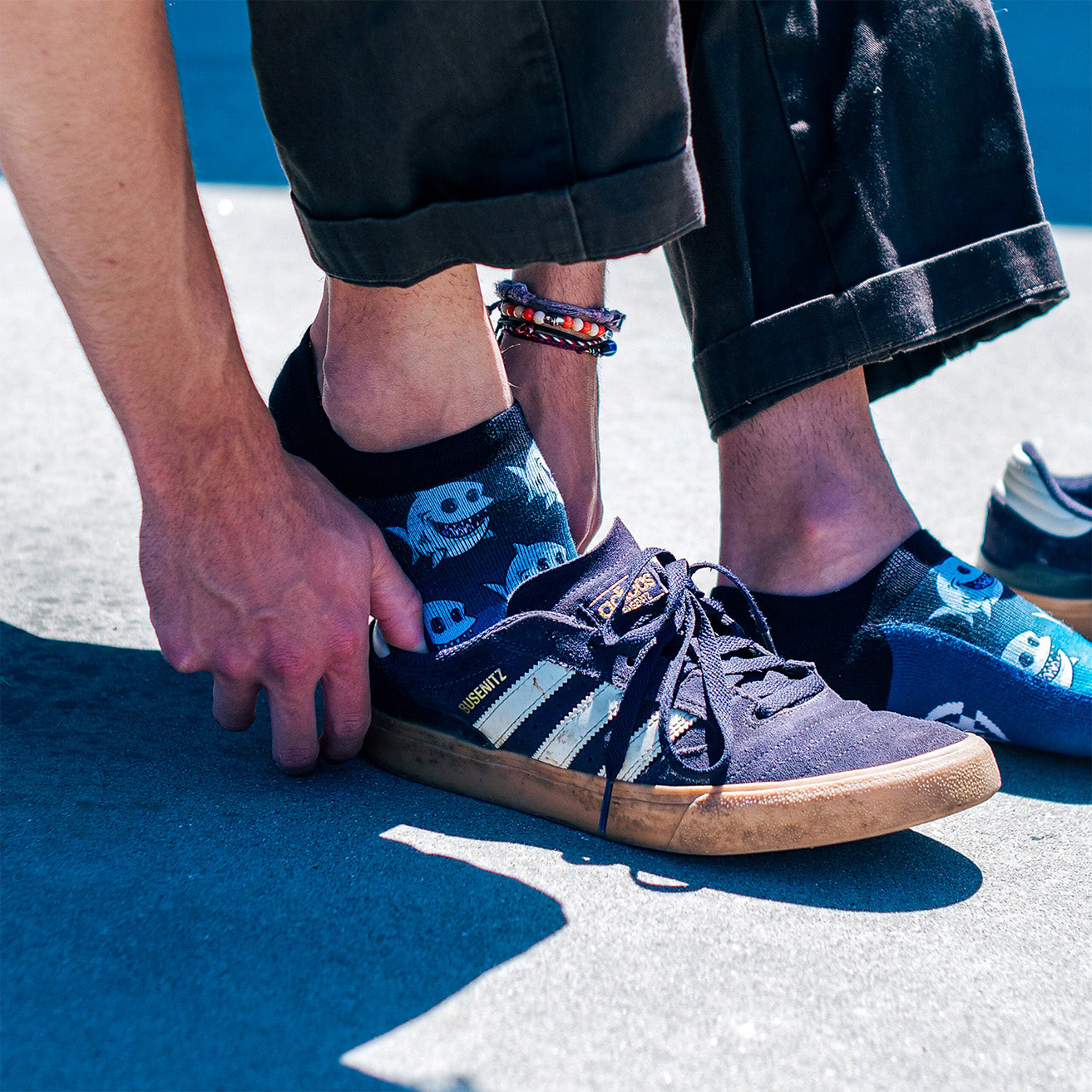 Fat Shark Adult No Show Socks With Art By Chump Magic