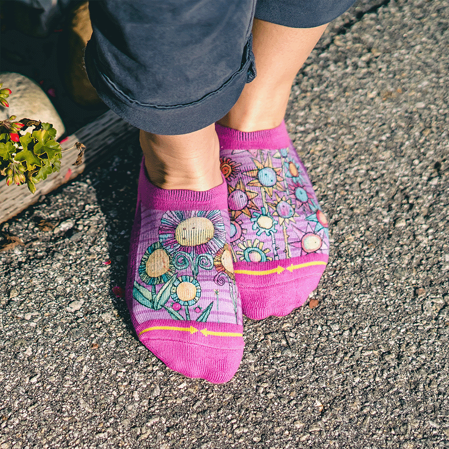 Floral Adult No Show Sock With Art By Bad Otis Link