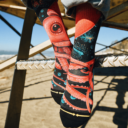 Giant Strawberry Squid Adult Crew Socks With Art From Umijoo