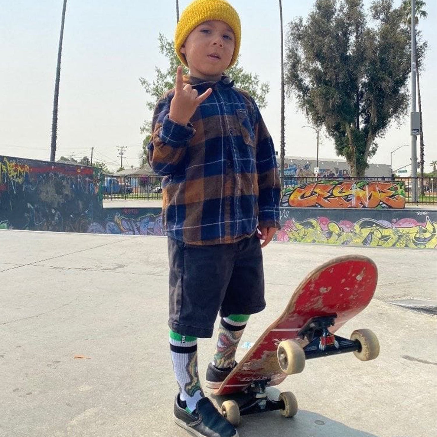 Bobby Brown Green Skull Youth Crew Sock