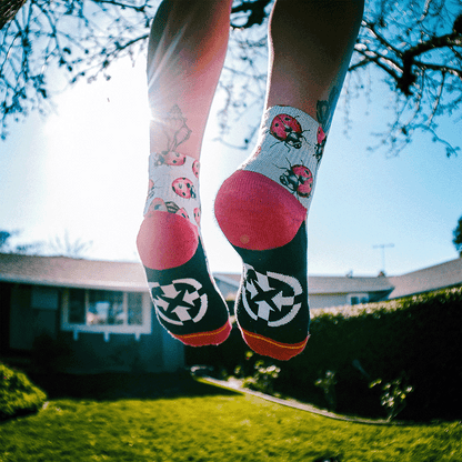Lady Bugs Adult Quarter Crew Socks with Art by Hanna Minck
