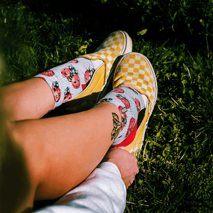 Lady Bugs Adult Quarter Crew Socks with Art by Hanna Minck