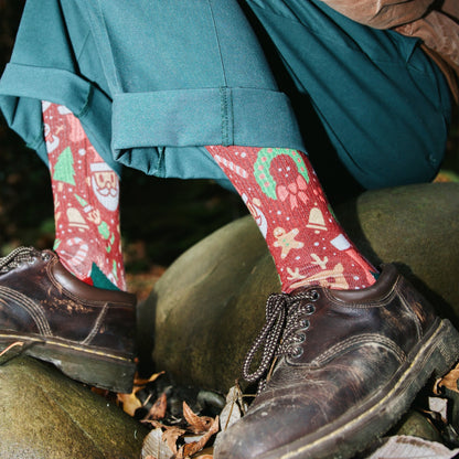 Merry Merry Red Holiday Adult Socks