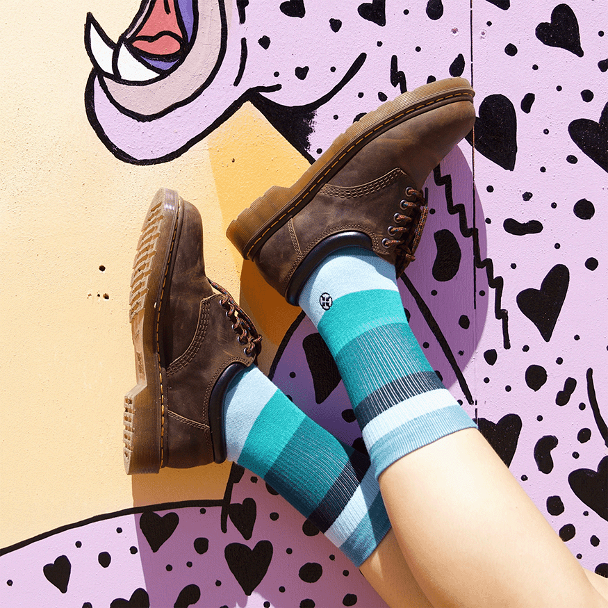 Ocean Bamboo Stripes Adult Crew Socks With Art By Spidey De Montrond
