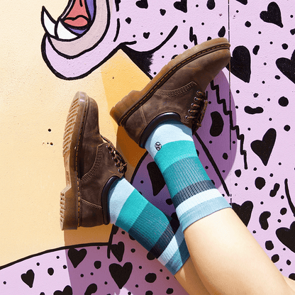 Ocean Bamboo Stripes Adult Crew Socks With Art By Spidey De Montrond