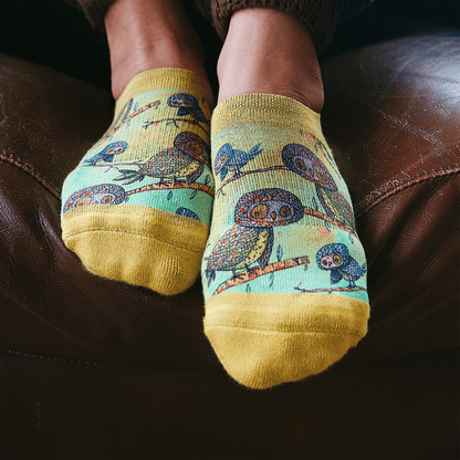 Owl Adult No Show Socks With Art By Bad Otis Link