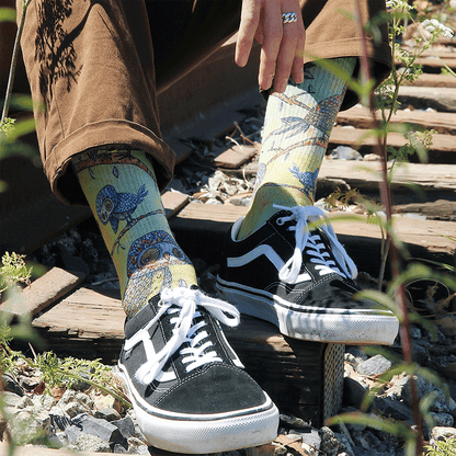 Owls Animal Adult Crew Socks With Art By Bad Otis Link