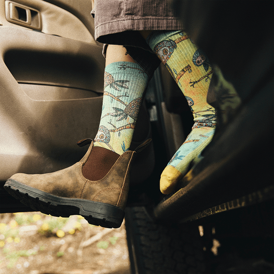 Owls Animal Adult Crew Socks With Art By Bad Otis Link