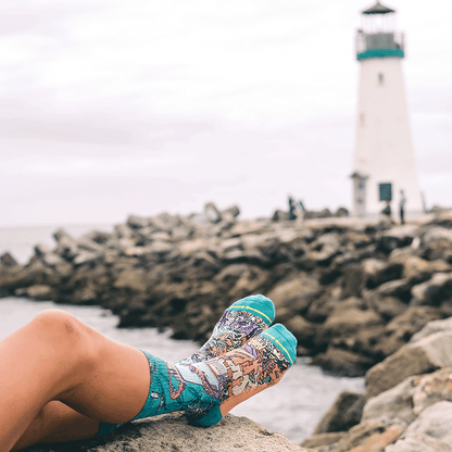 PangeaSeed Sea Walls Adult Crew MERGE4 Socks With Art By Taylor Reinhold