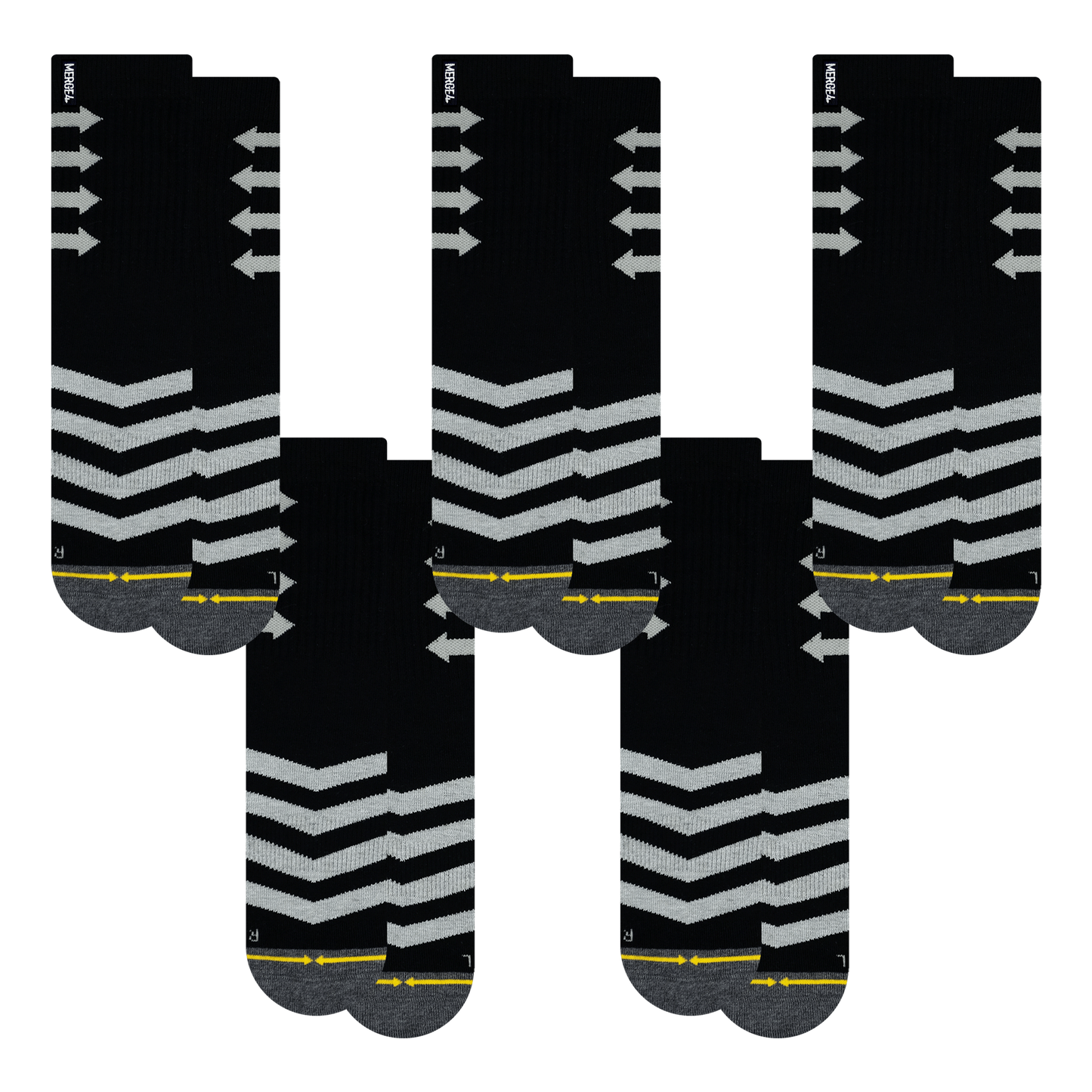 Performance Black Adult Crew Socks 5-Pack