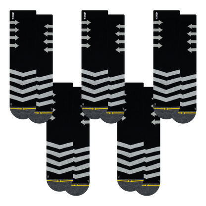 Performance Black Adult Crew Socks 5-Pack