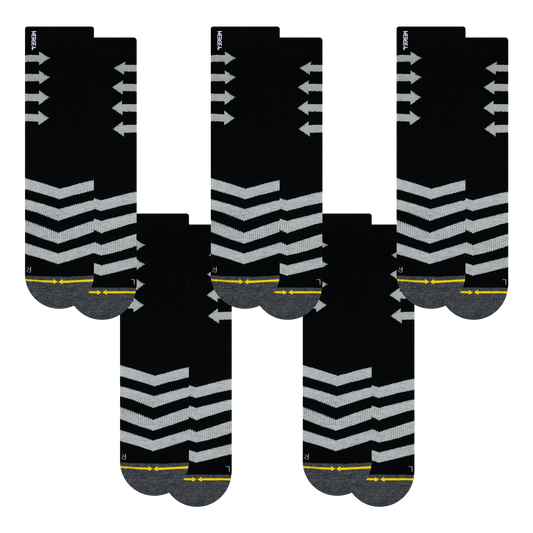 Performance Black Adult Crew Socks 5-Pack