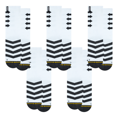 Performance White Adult Crew Socks 5-Pack