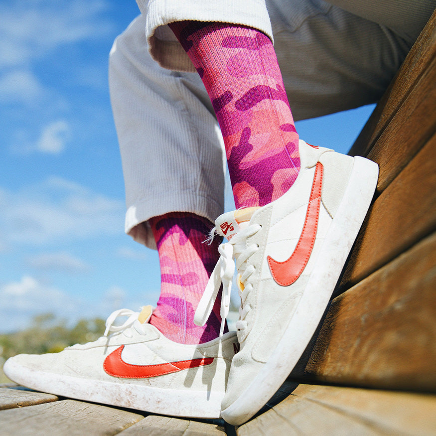 Pink Camo Adult Crew Socks
