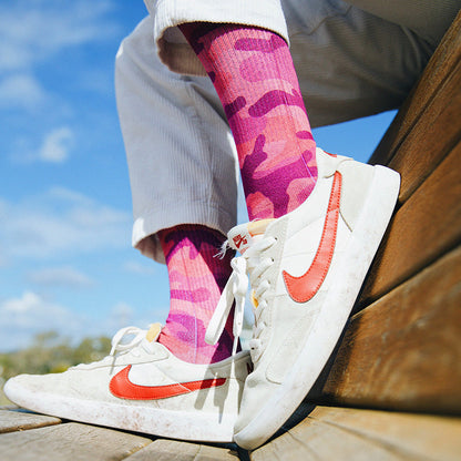 Pink Camo Adult Crew Socks