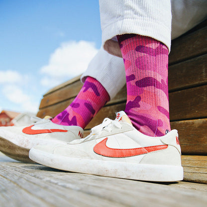 Pink Camo Adult Crew Socks