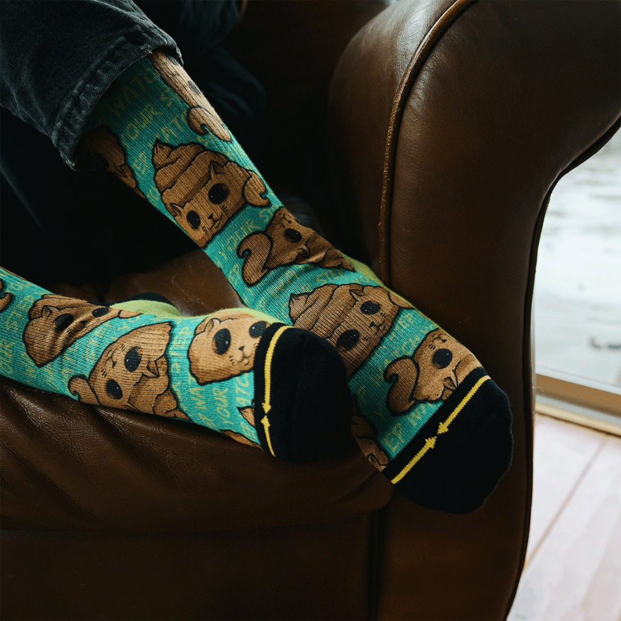 Poo Cat Adult Crew Socks Art By Chump Magic