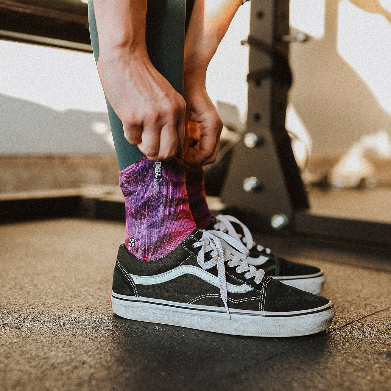 Purple Water Color Quarter Crew Socks