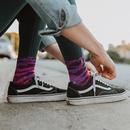 Purple Water Color Quarter Crew Socks