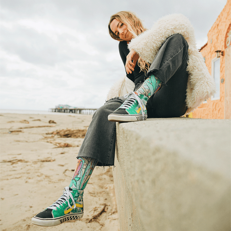 Rainbow Flower Adult Crew Socks by Bad Otis Link
