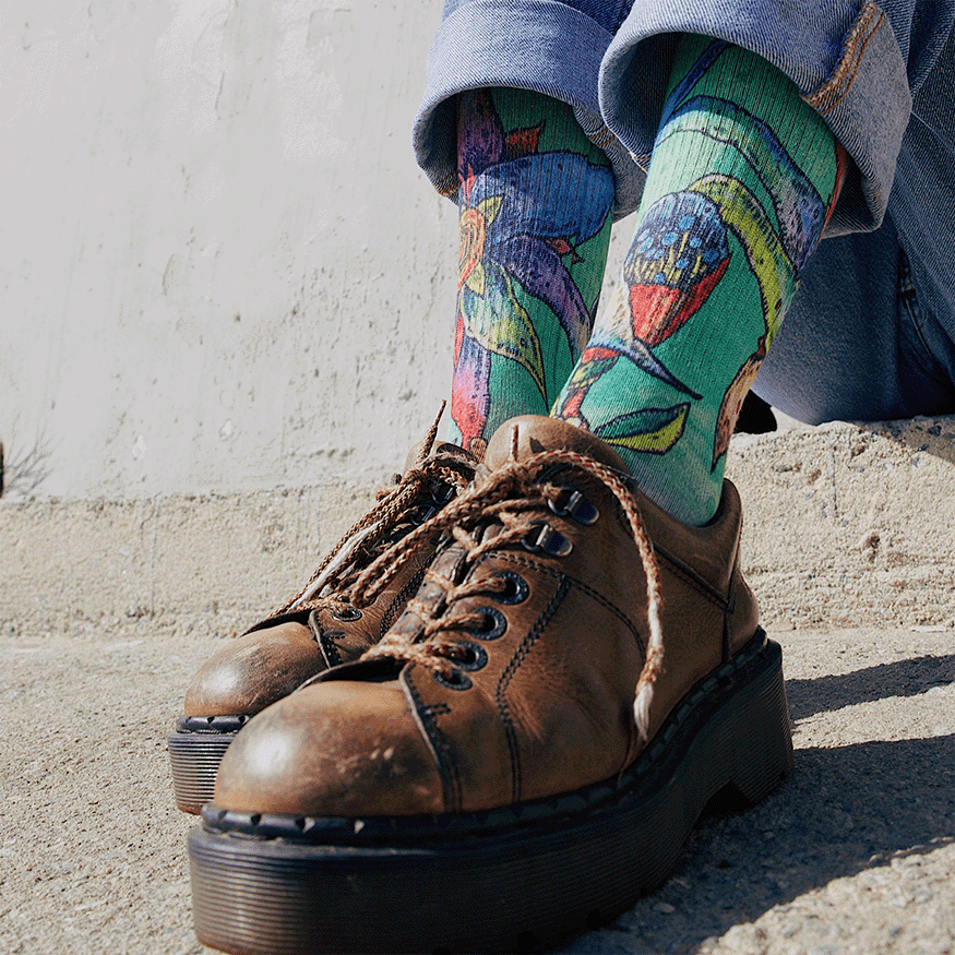 Starflower Adult Crew Socks With Art By Bad Otis Link