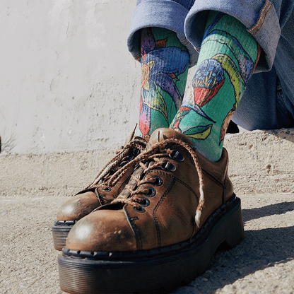Starflower Adult Crew Socks With Art By Bad Otis Link