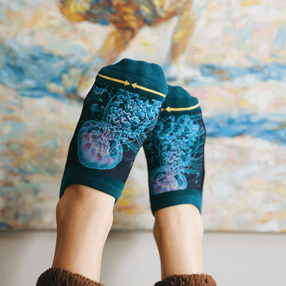 Sea Jellies Adult No Show Socks With Art By Caia Koopman