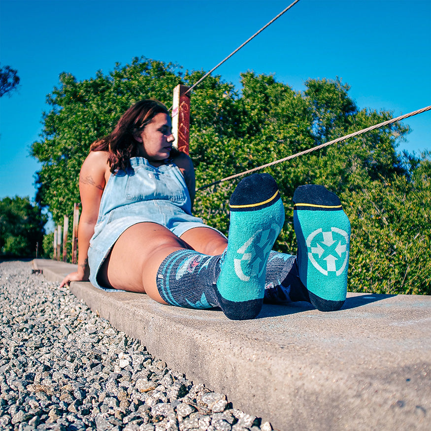 Sharks Art By Skateboarding Hall of Famer Steve Caballero & Hanna Minck Adult Crew Socks
