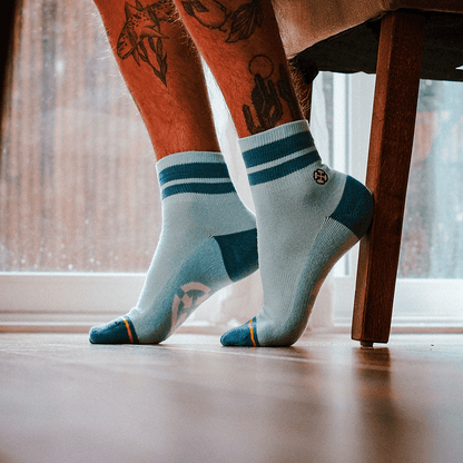 Organic Cotton Sky/Blue Adult Quarter Crew Socks
