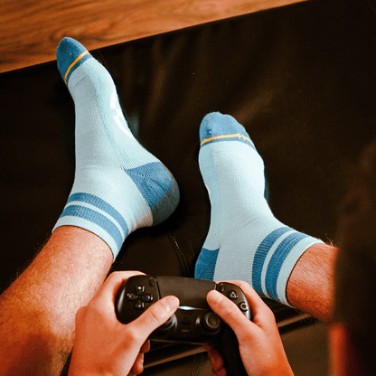 Organic Cotton Sky/Blue Adult Quarter Crew Socks