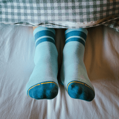 Organic Cotton Sky/Blue Adult Quarter Crew Socks