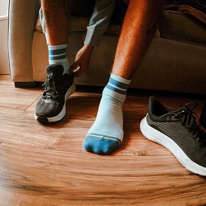 Organic Cotton Sky/Blue Adult Quarter Crew Socks
