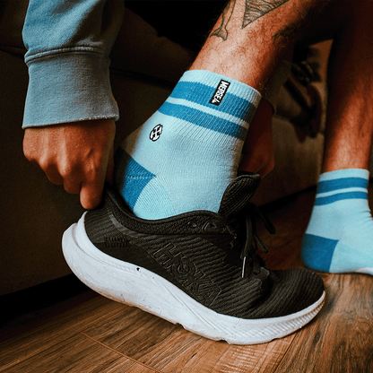 Organic Cotton Sky/Blue Adult Quarter Crew Socks