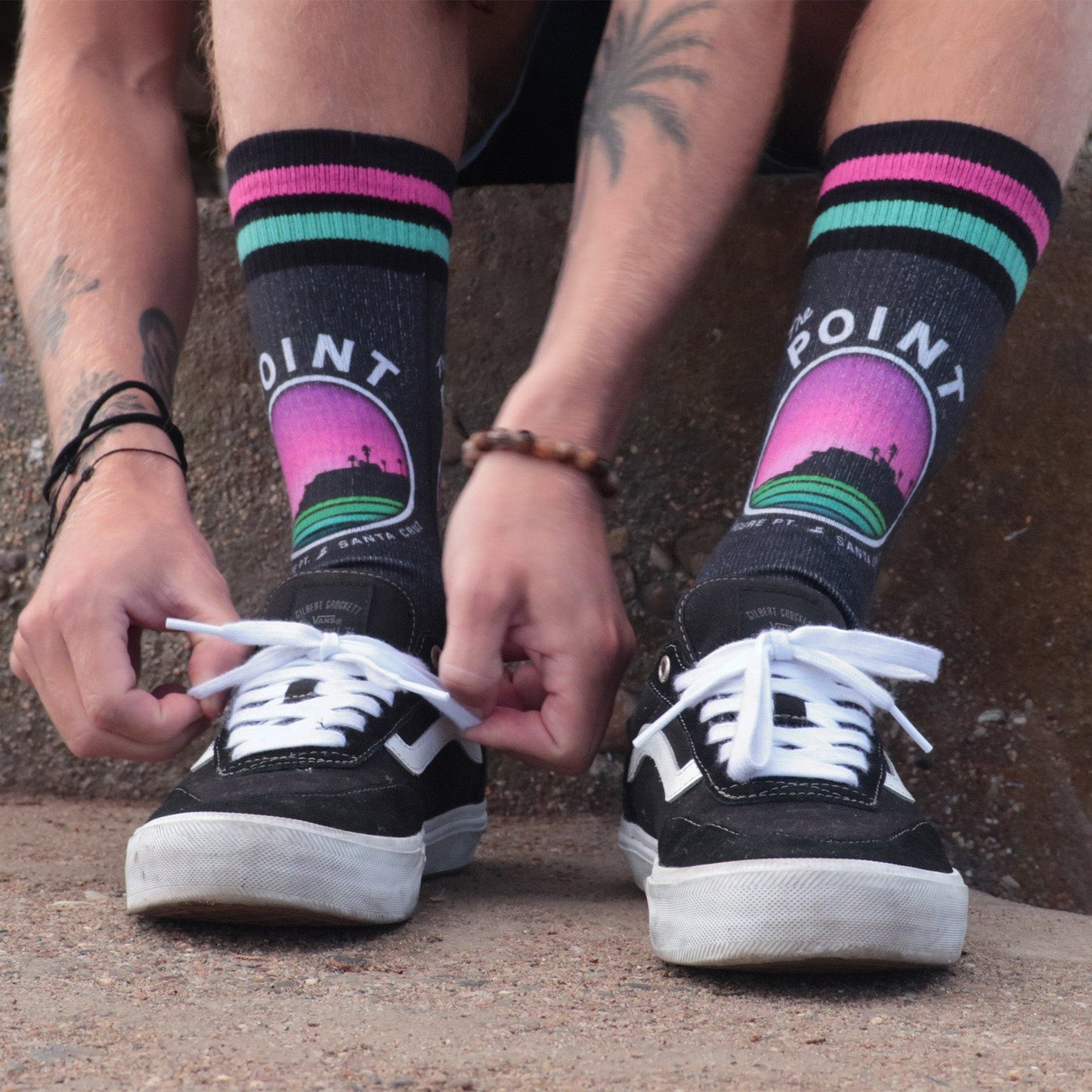 Slidertown The Point Pinkburst Adult Crew Socks