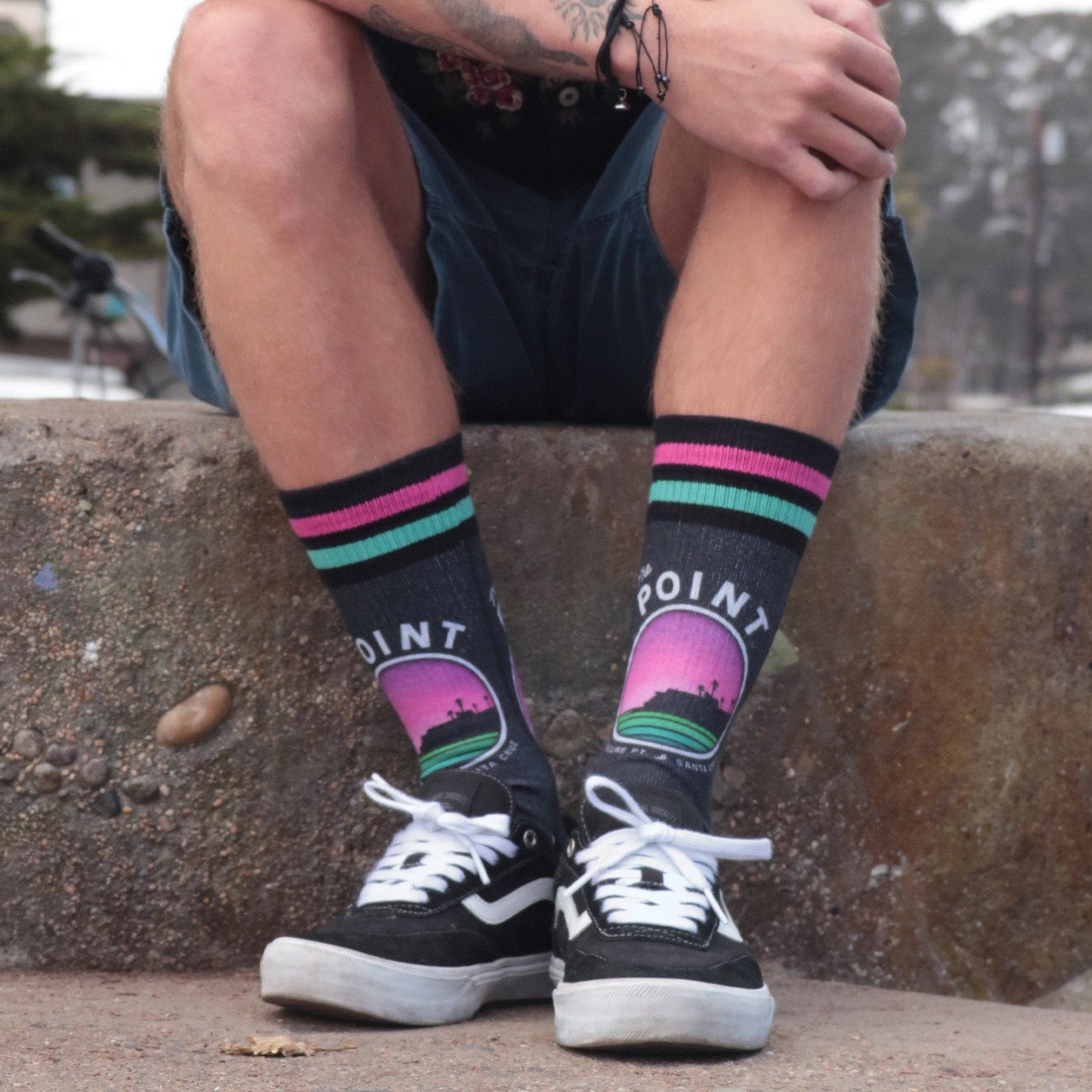 Slidertown The Point Pinkburst Adult Crew Socks