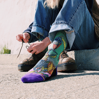 Starflower Adult Crew Socks With Art By Bad Otis Link