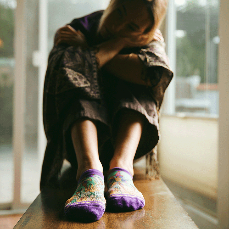 Starflower Adult No Show Sock With Art By Bad Otis Link