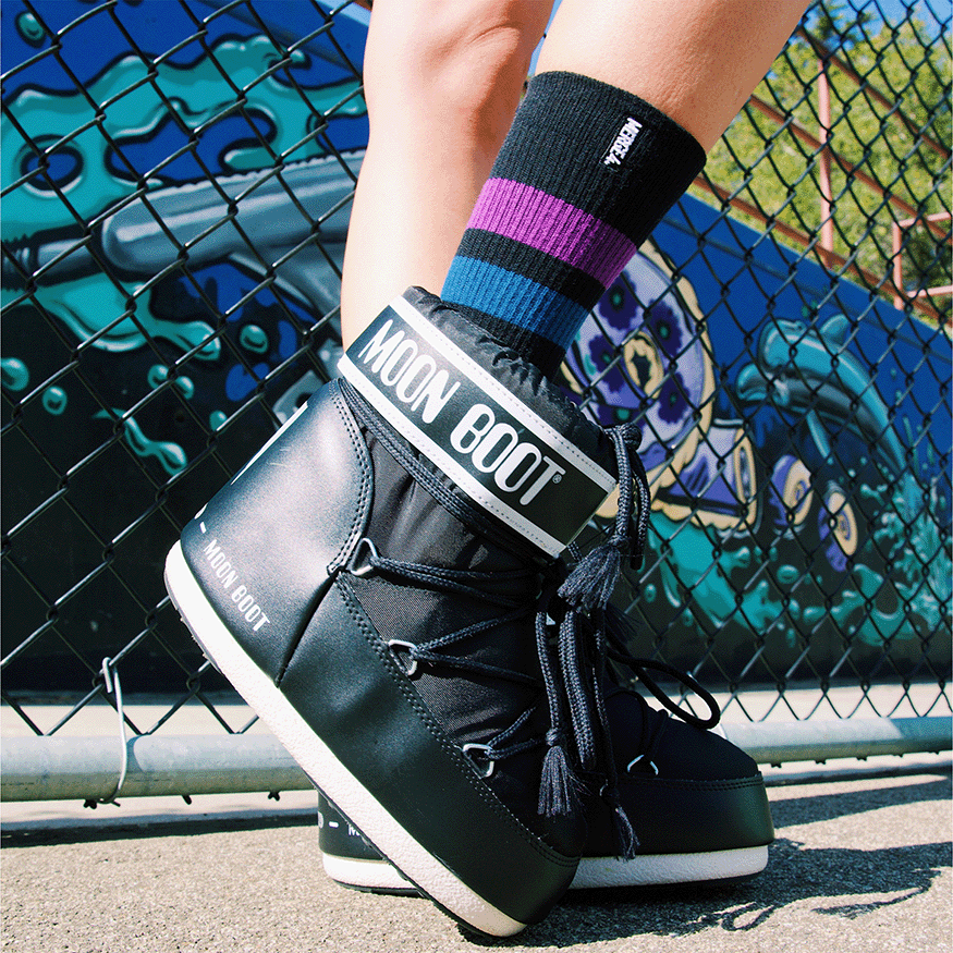 REPREVE® Subtle Grape Black Adult Crew Socks