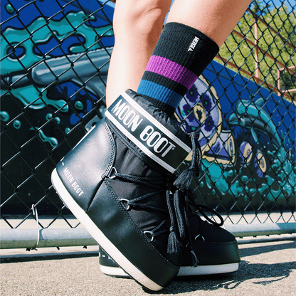 REPREVE® Subtle Grape Black Adult Crew Socks