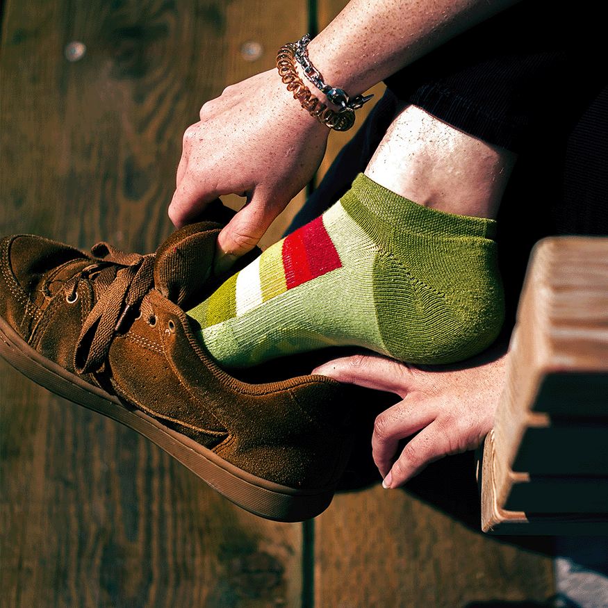 Sunflower Stripes Organic Cotton Adult No Show Socks