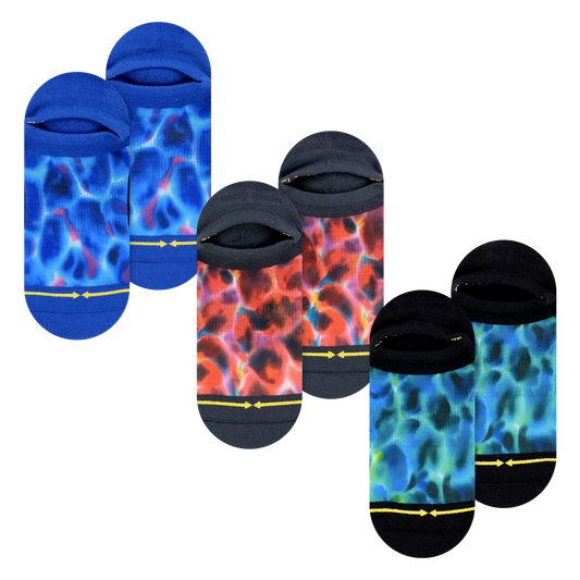Water Adult No Show Adult Socks 3-Pack with Art by Daniel Jean-Baptiste