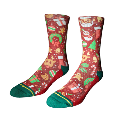Merry Merry Red Holiday Adult Socks
