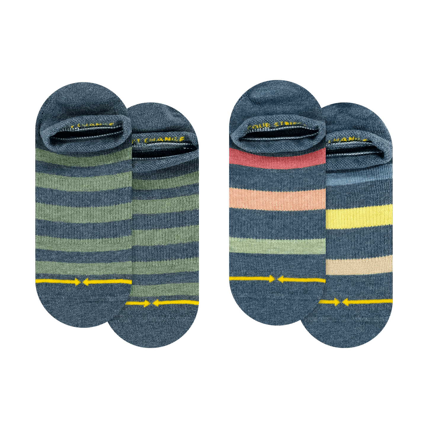 Pencil Stripe Plant Dye Adult No Show Socks 2-Pack
