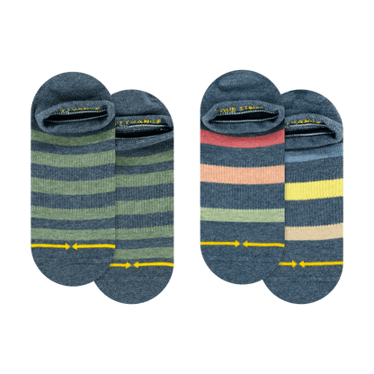 Pencil Stripe Plant Dye Adult No Show Socks 2-Pack