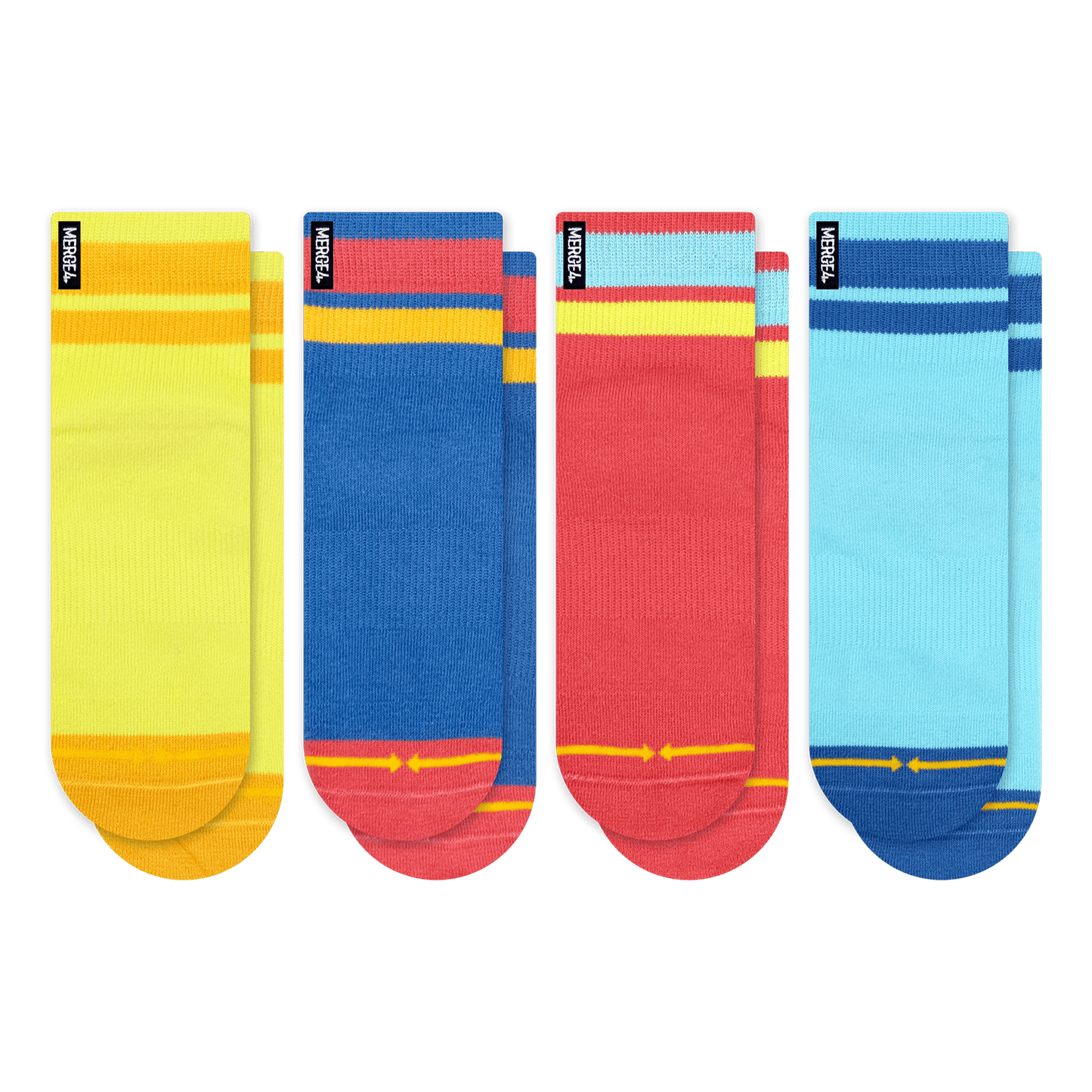 Organic Cotton Color Block Adult Quarter Crew Socks 4 Pack