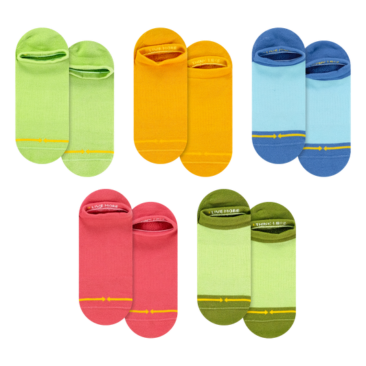 Rainbow Organic Cotton No Show Adult Socks 5-Pack