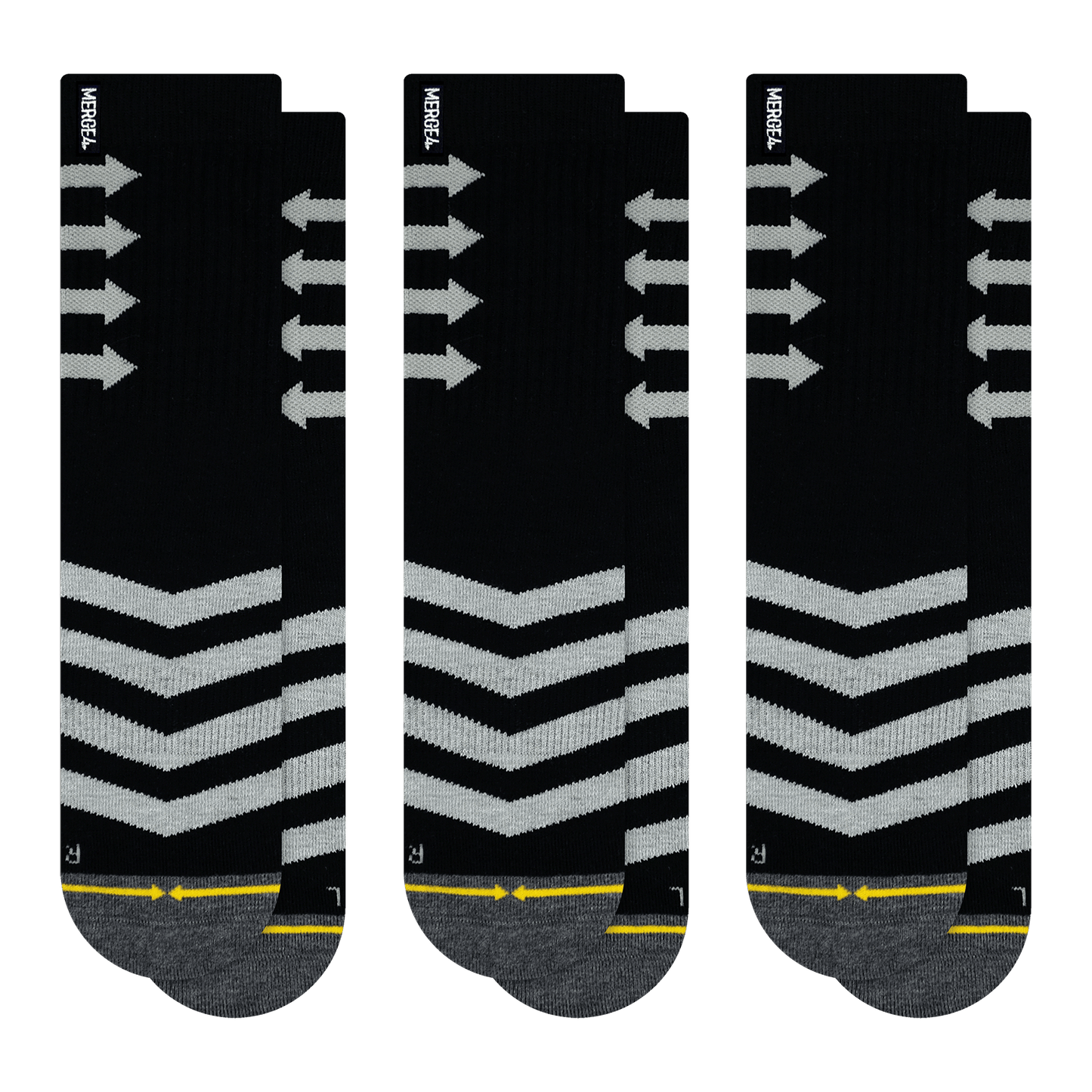 Performance Black Adult Crew Socks 3-Pack