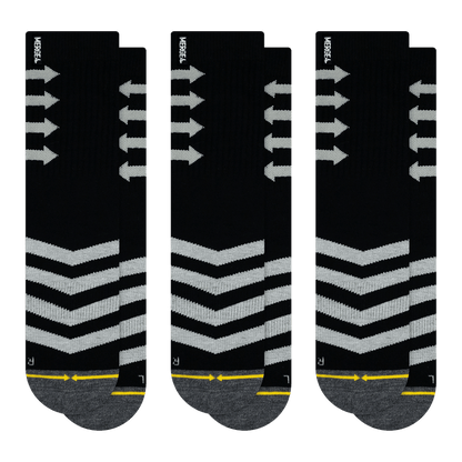 Performance Black Adult Crew Socks 3-Pack