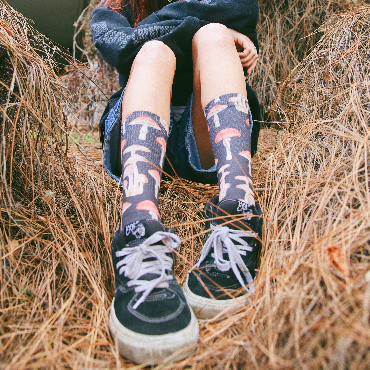Mushrooms Adult Crew Socks With Art By Hanna Minck