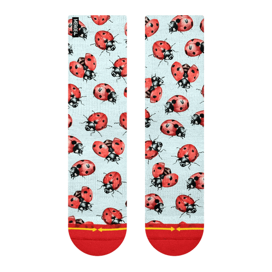 Lady Bugs Adult Crew Socks With Art By Hanna Minck